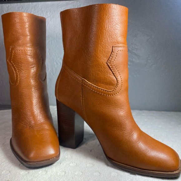 SPLENDID || Nero Tall Ankle Leather Booties Western Cognac - Picture 15 of 16